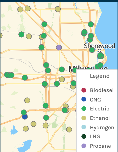 Map of alternative fueling stations